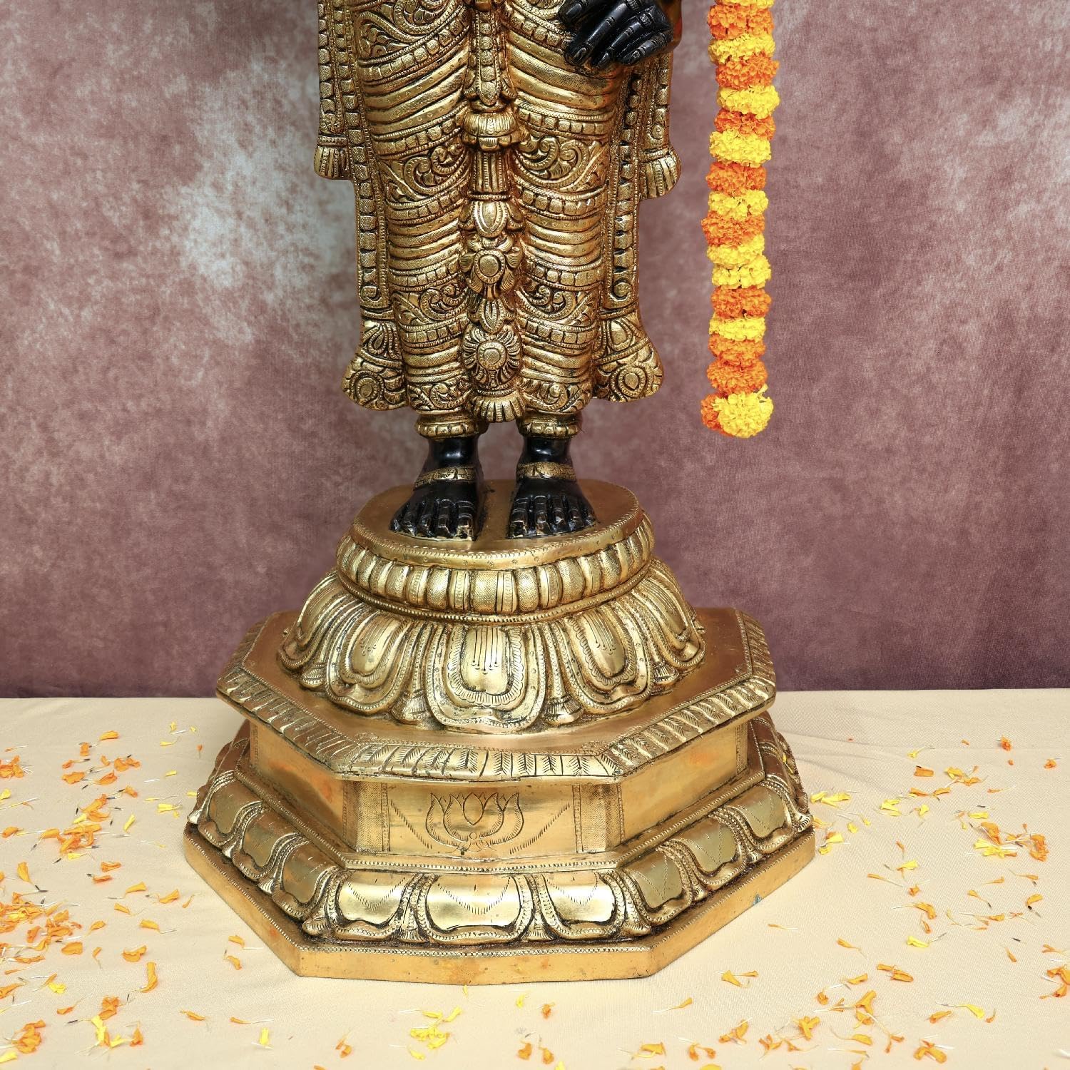 Brass Tirupati Balaji, 101.6 cm Big Large Black Golden Finish Brass Shree Venkateswara Statue for Home and Altar and Pooja Room Decor