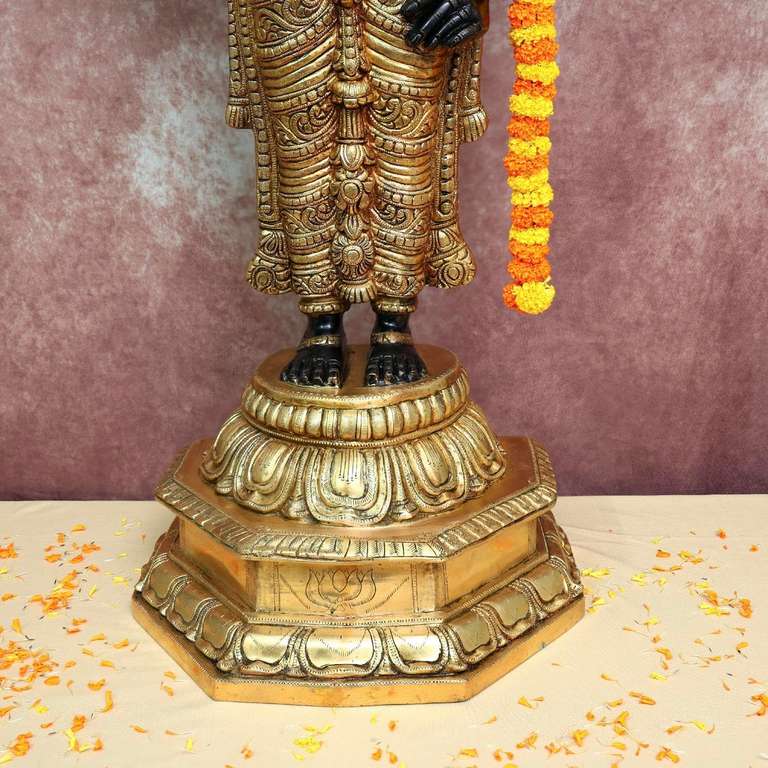 Brass Tirupati Balaji, 101.6 cm Big Large Black Golden Finish Brass Shree Venkateswara Statue for Home and Altar and Pooja Room Decor