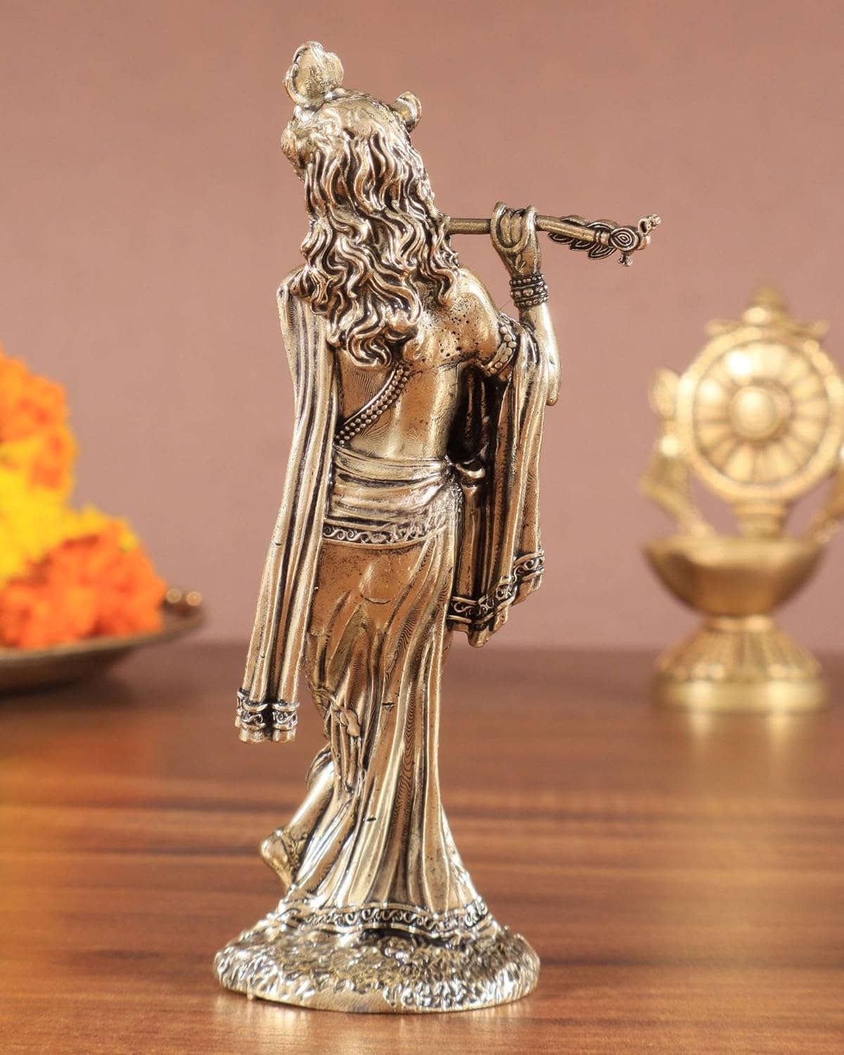 Lord Krishna Statue Brass 5 Inches