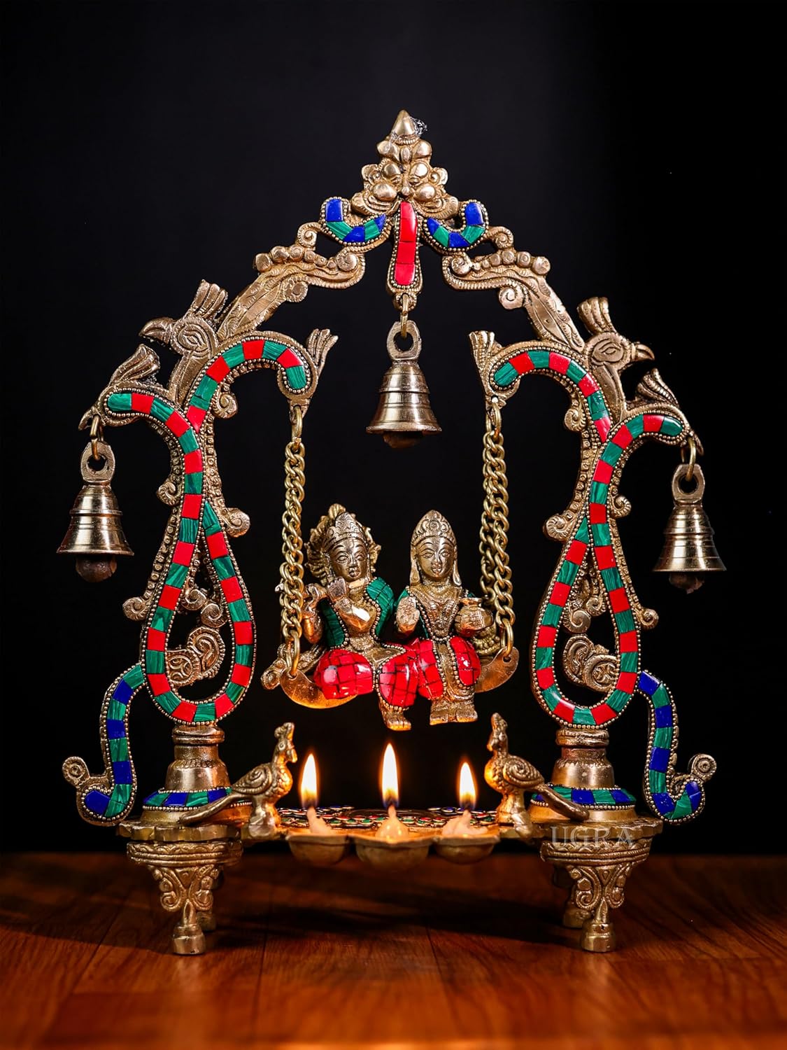 Brass Radha Krishna Statue on Swing– Divine Love, Jhula Radha Krishna Idol, Wedding Gift