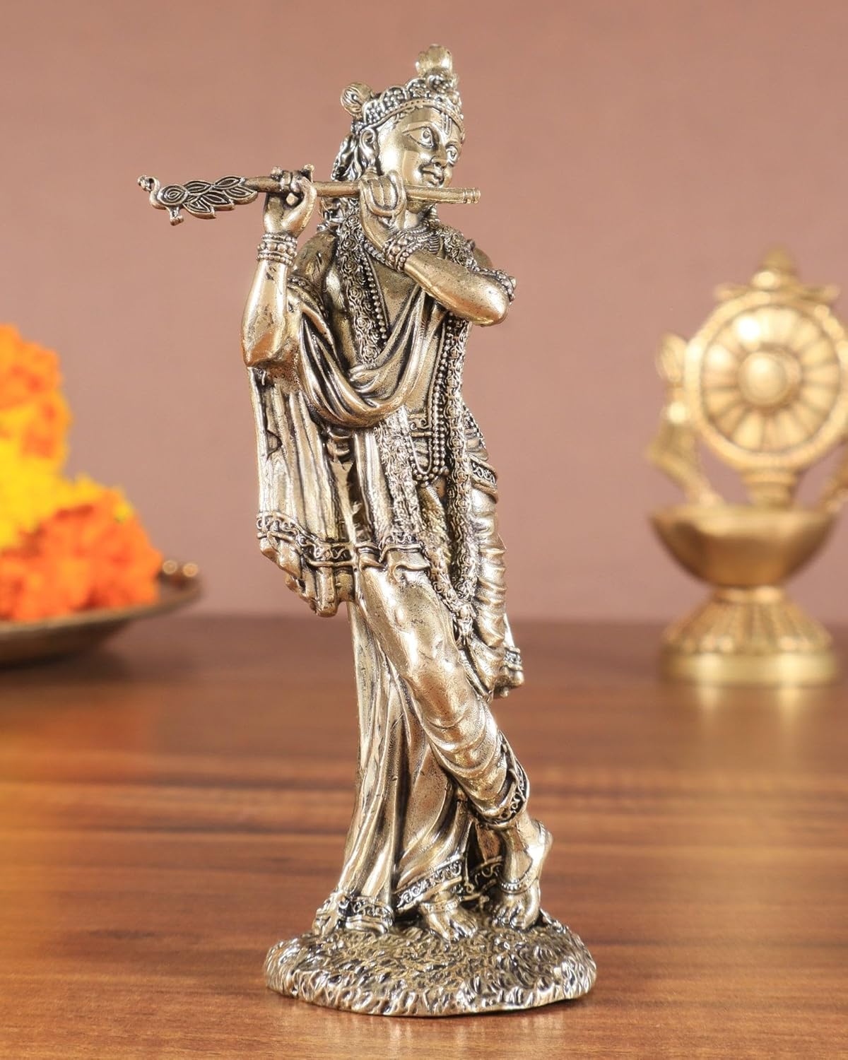 Lord Krishna Statue Brass 5 Inches