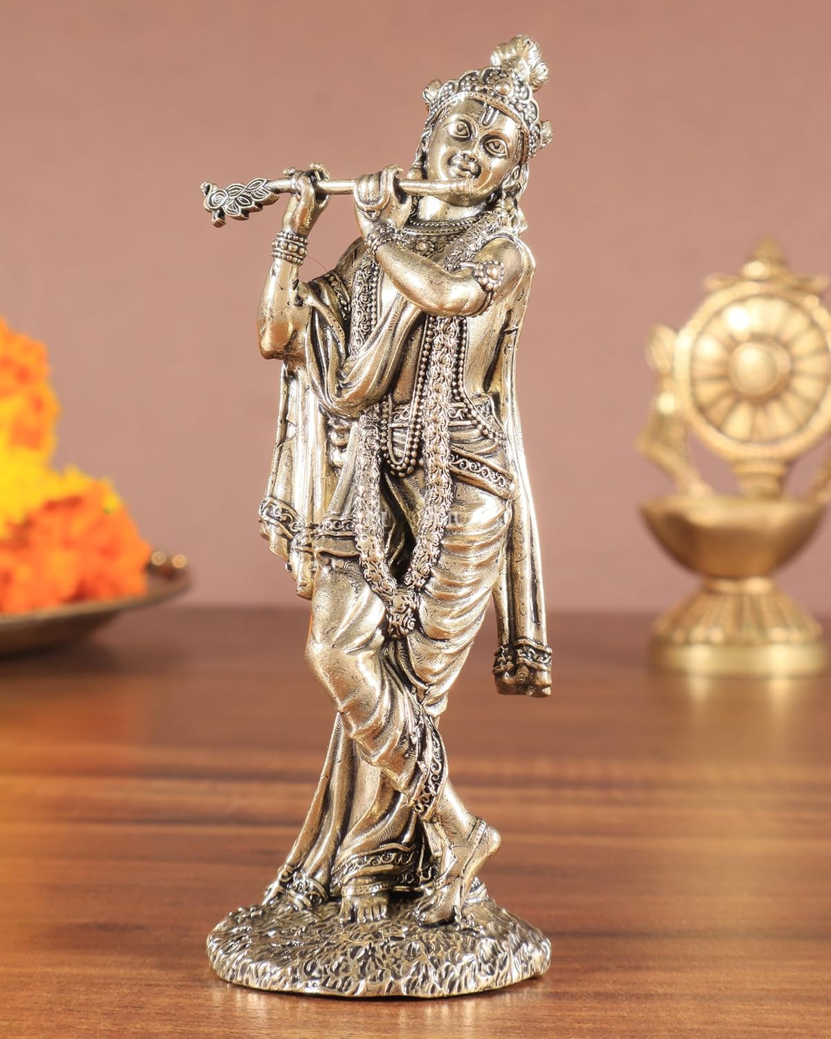 Lord Krishna Statue Brass 5 Inches