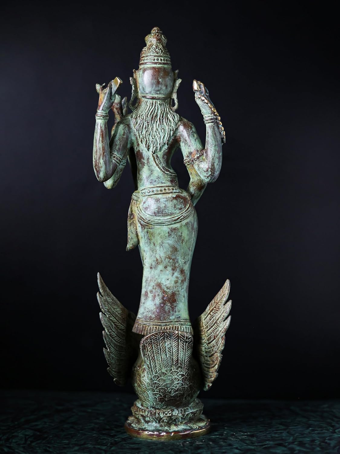 Shivaji Arts Bronze Standing Saraswati Statue with Swan Antique Sarswati Idol Playing Veena - 52 cm | Housewarming Gift | Diwali Gift | Beautiful Art Piece Home Altar Decor.