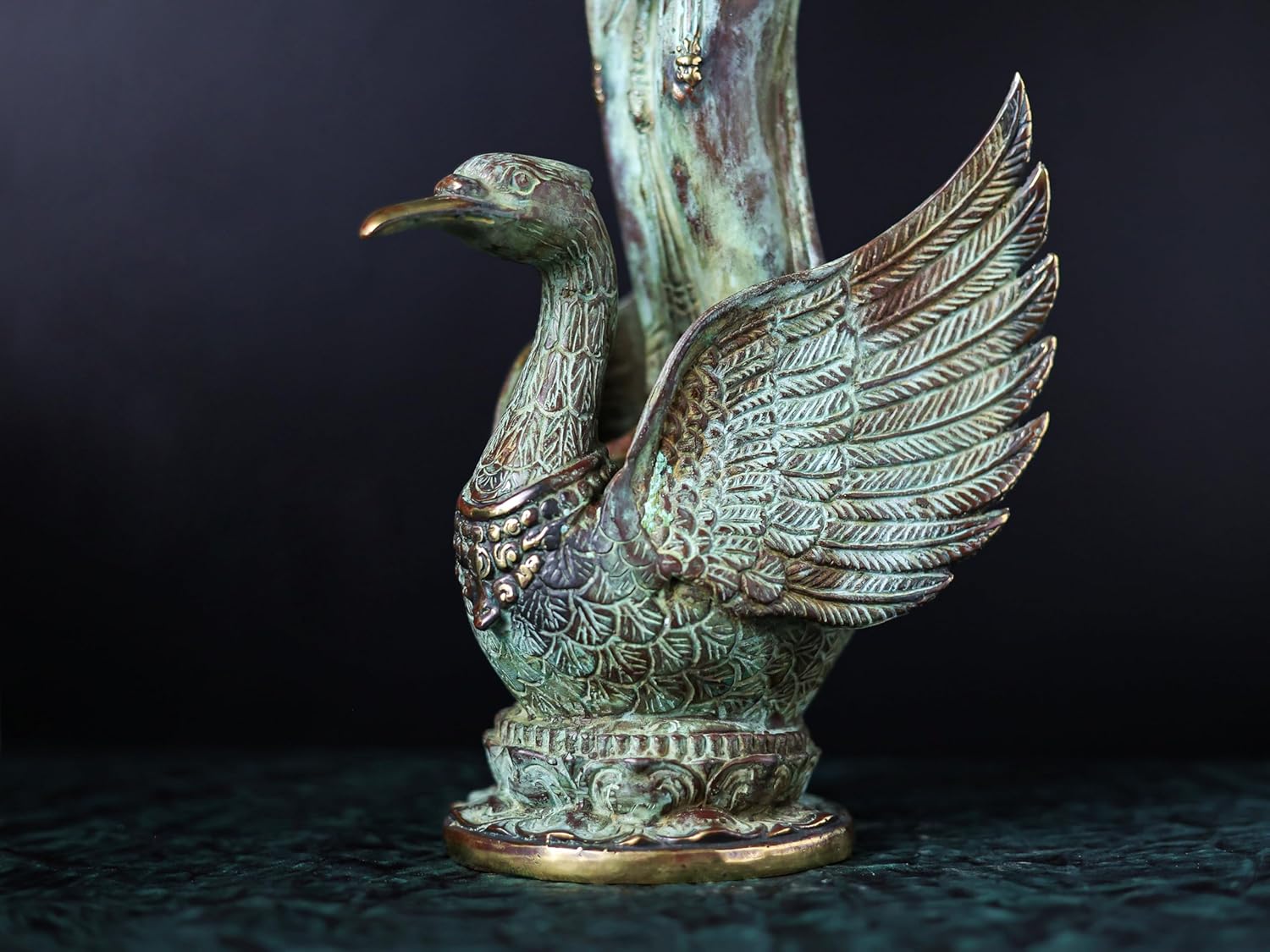 Shivaji Arts Bronze Standing Saraswati Statue with Swan Antique Sarswati Idol Playing Veena - 52 cm | Housewarming Gift | Diwali Gift | Beautiful Art Piece Home Altar Decor.