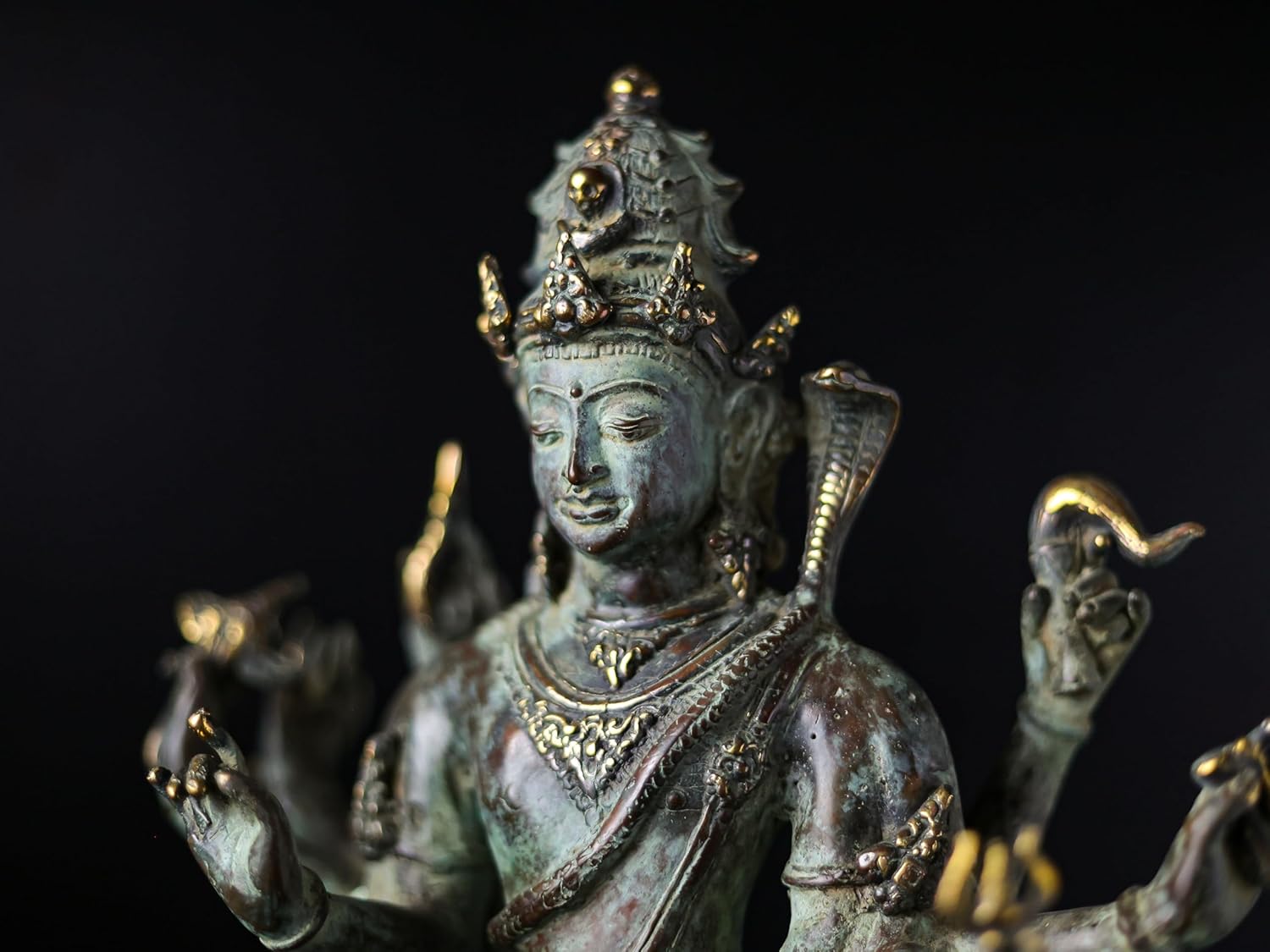 Shivaji Arts Standing Shiva Idol – 44 CM Green Antique Finish Lord Mahakal Statue for Blessings and Protection