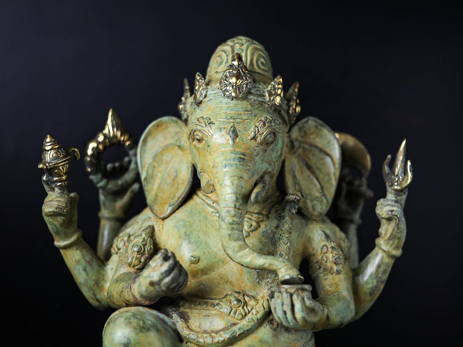 Shivaji Arts Bronze Antique Green Ganesha Statue, 42 CM Ganesh Antique Statue, Ganpati Idol, Good Luck Gift for New Beginnings, House Warming Gift | Home Altar Decor | Diwali Gift.