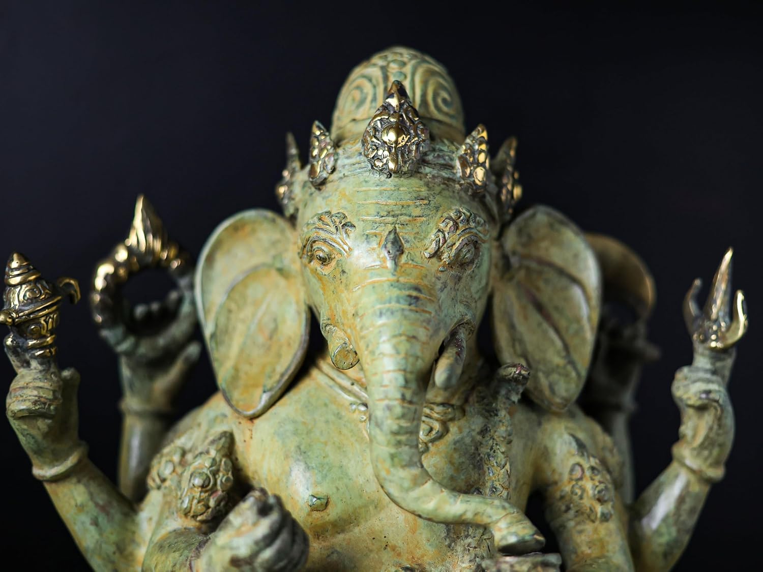Shivaji Arts Bronze Antique Green Ganesha Statue, 42 CM Ganesh Antique Statue, Ganpati Idol, Good Luck Gift for New Beginnings, House Warming Gift | Home Altar Decor | Diwali Gift.