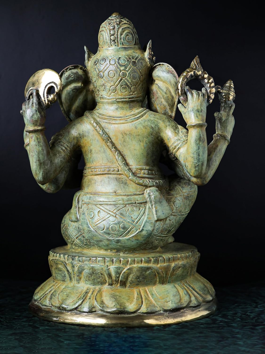 Shivaji Arts Bronze Antique Green Ganesha Statue, 42 CM Ganesh Antique Statue, Ganpati Idol, Good Luck Gift for New Beginnings, House Warming Gift | Home Altar Decor | Diwali Gift.