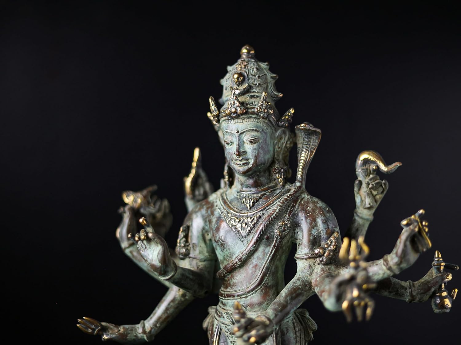 Shivaji Arts Standing Shiva Idol – 44 CM Green Antique Finish Lord Mahakal Statue for Blessings and Protection